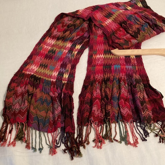 Scarf zigzag chevron 100% rayon boho multi color - Picture 16 of 16